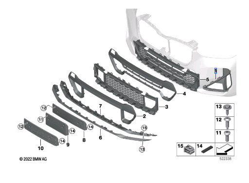 BMW X1 SERIES U12 GRILLE LEFT 51115A1E5B7