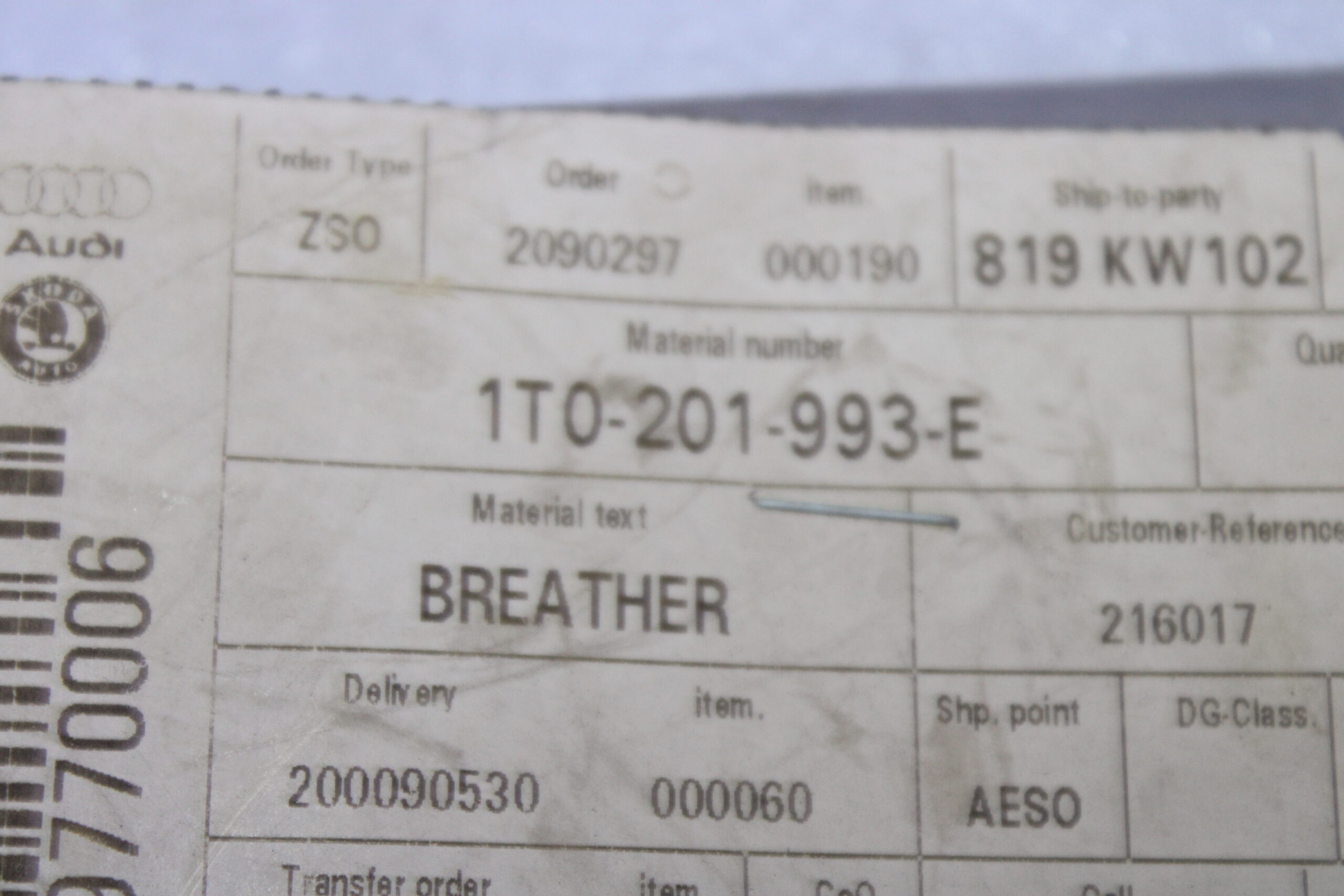 Volkswagen Breather Line 1T0201993E