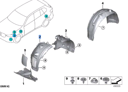 BMW X5 SERIES G05 COVER WHEEL ARCH FRONTSECTION RIGHT 51717424906