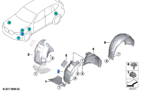BMW X3 SERIES G01 COVER WHEEL ARCH FRONTSECTION FRONT RIGHT 51717445682