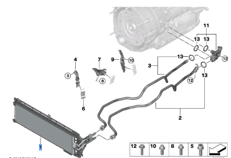 Bmw X3 Series G01 Transmission Oil Cooler 17219487254-T Bmw X3 X4 G02 G01 Transmission Oil Cooler 17219487254