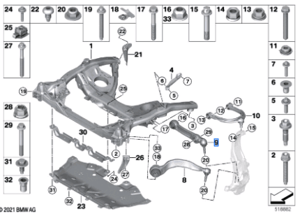 BMW 5 SERIES G30 WISHBONE BOTTOM WITH RUBBER MOUNT LEFT 31106861177-DBMW 5 SERIES G30 WISHBONE BOTTOM WITH RUBBER MOUNT LEFT 31106861177-D