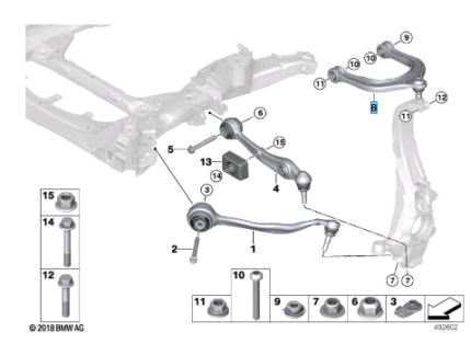 BMW X5 SERIES G05 G05 LCI G18 G18 LCI X6 SERIES G06 G06 LCI X7 SERIES G07 G07 LCI WISHBONE WITH RUBBER MOUNT LEFT 31106883115