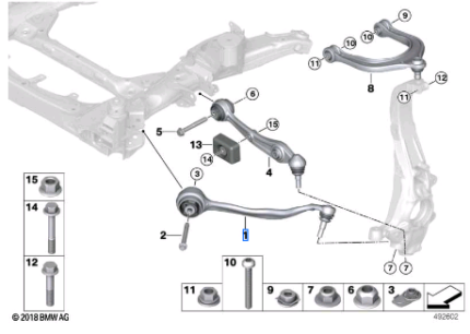 BMW X5 SERIES G05 G05 LCI X6 SERIES G06 G06 LCI X7 SERIES G07 G07 LCI TENSION STRUT WITH HYDR MOUNT LEFT 31106893549