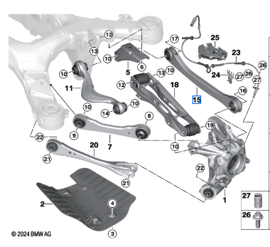 BMW 7 SERIES G70 CONTROL ARM WITH RUBBER MOUNT RIGHT 33308860836-T