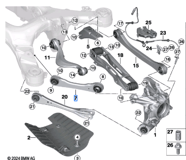 BMW 7 SERIES G70 GUIDE ARM LEFT 33326895863-T