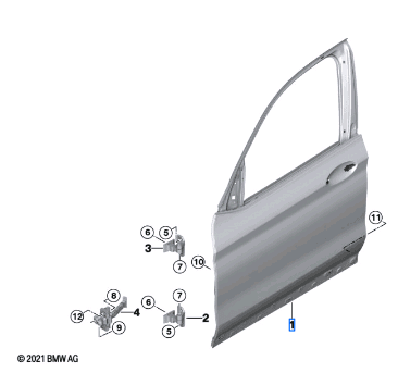 BMW X3 SERIES G01 DOOR FRONT RIGHT 41007465528-T