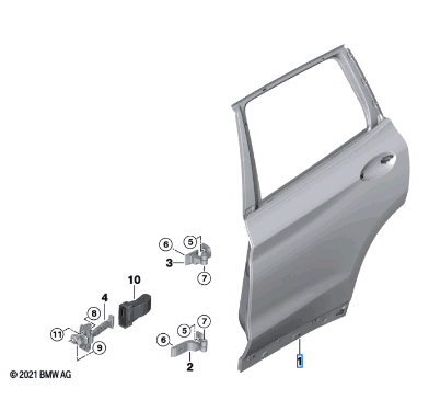 BMW X3 SERIES G01 DOOR REAR LEFT 41007465533-T