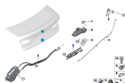 BMW 3 SERIES G20 LOCK TRUNK LID 51247441014
