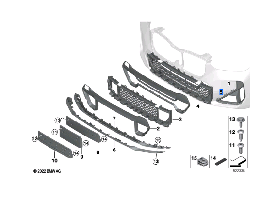 Bmw X1 Series U11 U12 Grille Centre Bottom 51115A0B678 Bmw X1 Series U11 U12 Grille Centre Bottom 51115A0B678