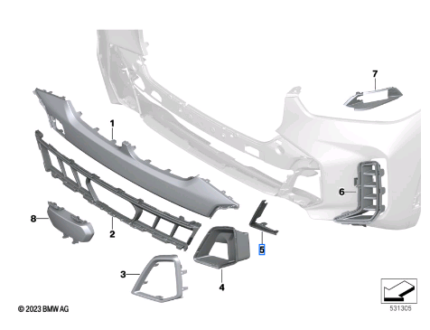 BMW X5 SERIES G05 LCI TRIM GRILLE CENTRE RIGHT 51115A370D4
