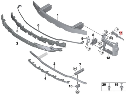 BMW 3 SERIES G20 CROSS BRACE REAR RIGHT 51117422228