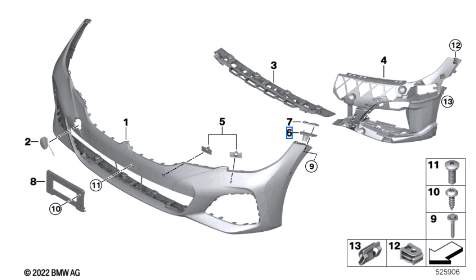 Bmw 3 Series G20 Guide Bumper Left Bottom 51117422251-D Bmw 3 Series G20 Guide Bumper Left Bottom 51117422251