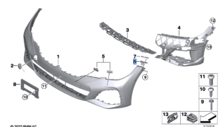 BMW 3 SERIES G20 GUIDE BUMPER RIGHT BOTTOM 51117422252