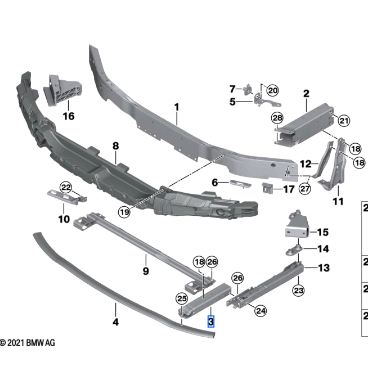 BMW 2 SERIES F44 DEFORMATION ELEMENT FRONT BOTTOM LEFT 51117459891