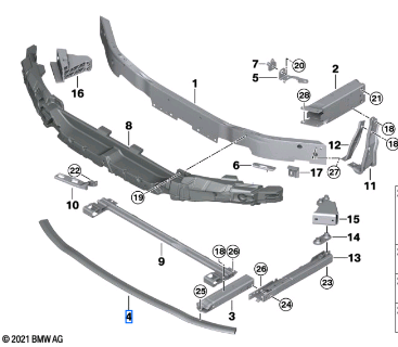 BMW 2 SERIES F44 CARRIER BUMPER FRONT BOTTOM 51117480390