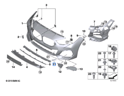 BMW 2 SERIES F44 INSERT FRONT SPOILER LEFT 51118075575