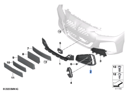 BMW 4 SERIES G22 G23 GRILLE AIR INLET OPEN LEFT 51118076731