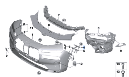 BMW 7 SERIES G70 BUMPER GUIDE RIGHT TOP 51119464048-D