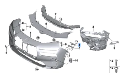 دليل المصد الأمامي الأيمن العلوي لسيارة BMW الفئة السابعة G70، رقم القطعة 51119464048-D