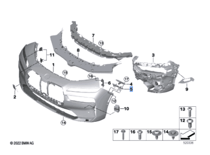 BMW 7 SERIES G70 BUMPER GUIDE LEFT BOTTOM 51119464049-D