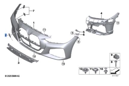 BMW 4 SERIES G22 G22 LCI G23 G23 LCI COVER TOWING LUG FRONT PRIMED 51119854253