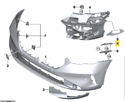 BMW 5 SERIES G60 BUMPER GUIDE UPPER LEFT 51119879293