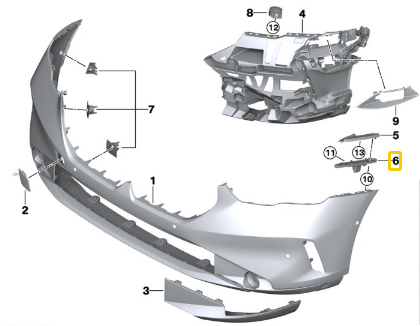 BMW 5 SERIES G60 BUMPER GUIDE BOTTOM RIGHT 51119879296