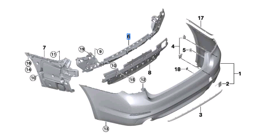 Bmw 5 Series G30 Rear Bumper Mount Support Bracket 51127387297 Bmw 5 Series G30 Rear Bumper Mount Support Bracket 51127387297