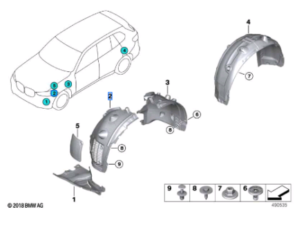 BMW X5 SERIES G05 G05 LCI F95 F95 LCI X6 SERIES G06 LCI COVER WHEEK ARCH FRONTSECTION RIGHT 51717424906
