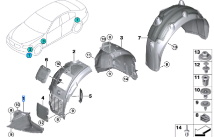 BMW 5 SERIES G30 COVER BOTTOM RIGHT 51718060032