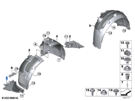 Bmw 5 Series G60 Wheel Arch Cover Bottom Right 51755A036D4 Bmw 5 Series G60 Wheel Arch Cover Bottom Right 51755A036D4