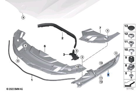 Bmw 7 Series G11 G12 Sealing Side Panel Right 51767347400 Bmw 7 Series G11 G12 Sealing Side Panel Right 51767347400