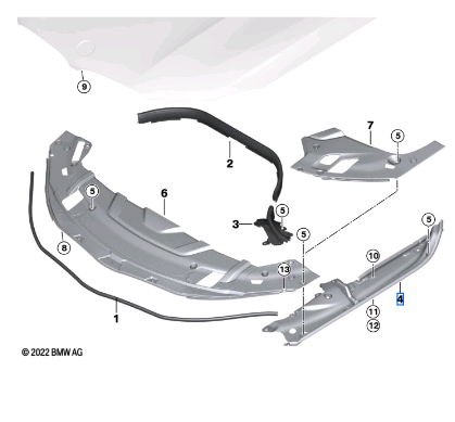 BMW 5 SERIES G30 SEALING SIDE PANEL RIGHT 51767349606