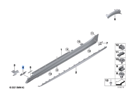 BMW 2 SERIES F44 HOLDER SIDE SILL FRONT RIGHT 51777461384