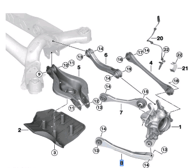 BMW 3 SERIES G20 TRAILING ARM WITH RUBBER MOUNT 33306878639