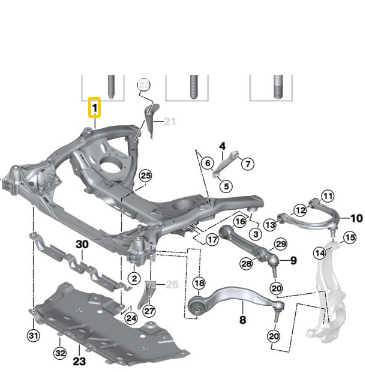 BMW 5 SERIES G30 FRONT AXLE SUPPORT 31106861106-C