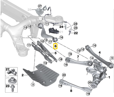 BMW X3 SERIES G01 CONTROL ARM WITH RUBBER BUSHING RIGHT 33306871012-C