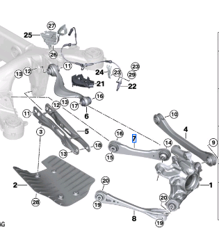 BMW X5 SERIES G05 GUIDING SUSPENS LINK RUBBER MOUNT RIGHT 33306878018-C