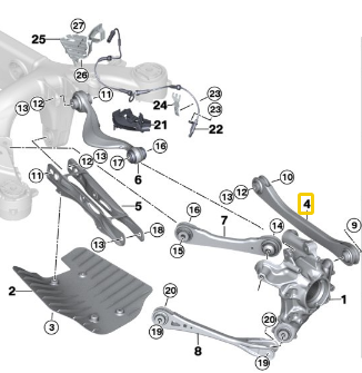 BMW X5 SERIES G05 STEERING ARM WITH RUBBER BUSING RIGHT 33306878030-C