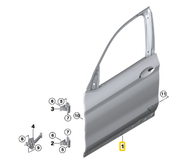 BMW X3 SERIES G01 DOOR FRONT LEFT 41007465527