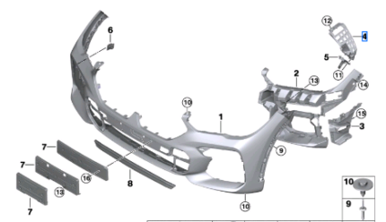 BMW X6 SERIES G06 BUMPER GUIDE TOP RIGHT 51117478844-C