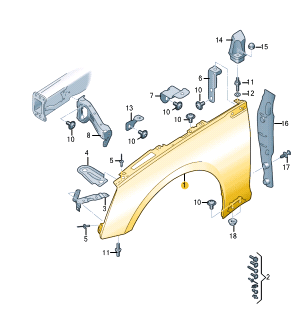 AUDI A5 FENDER FRONT LEFT 8W6821105B-T
