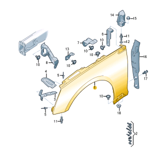 AUDI A5 FENDER FRONT RIGHT 8W6821106B