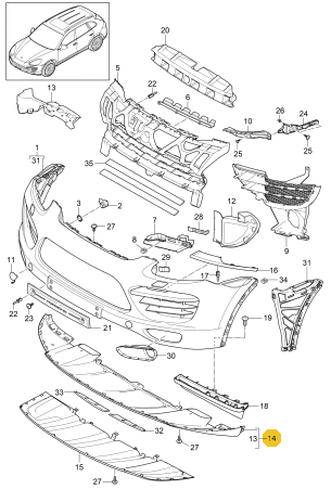 PORSCHE CAYENNE FRONT SPOILER UPPER 95850506100-D