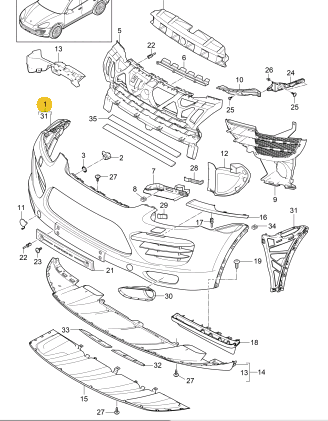 PORSCHE CAYENNE FRONT BUMPER 95850522131