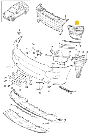 PORSCHE CAYENNE GRILLE LEFT 95850568150