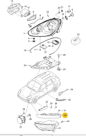 PORSCHE CAYENNE ADDITIONAL HEADLIGHT LEFT 95863118140