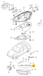 PORSCHE CAYENNE ADDITIONAL HEADLIGHT RIGHT 95863118240