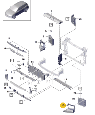 PORSCHE CAYENNE AIR GUIDE LEFT 9Y0117335A-T